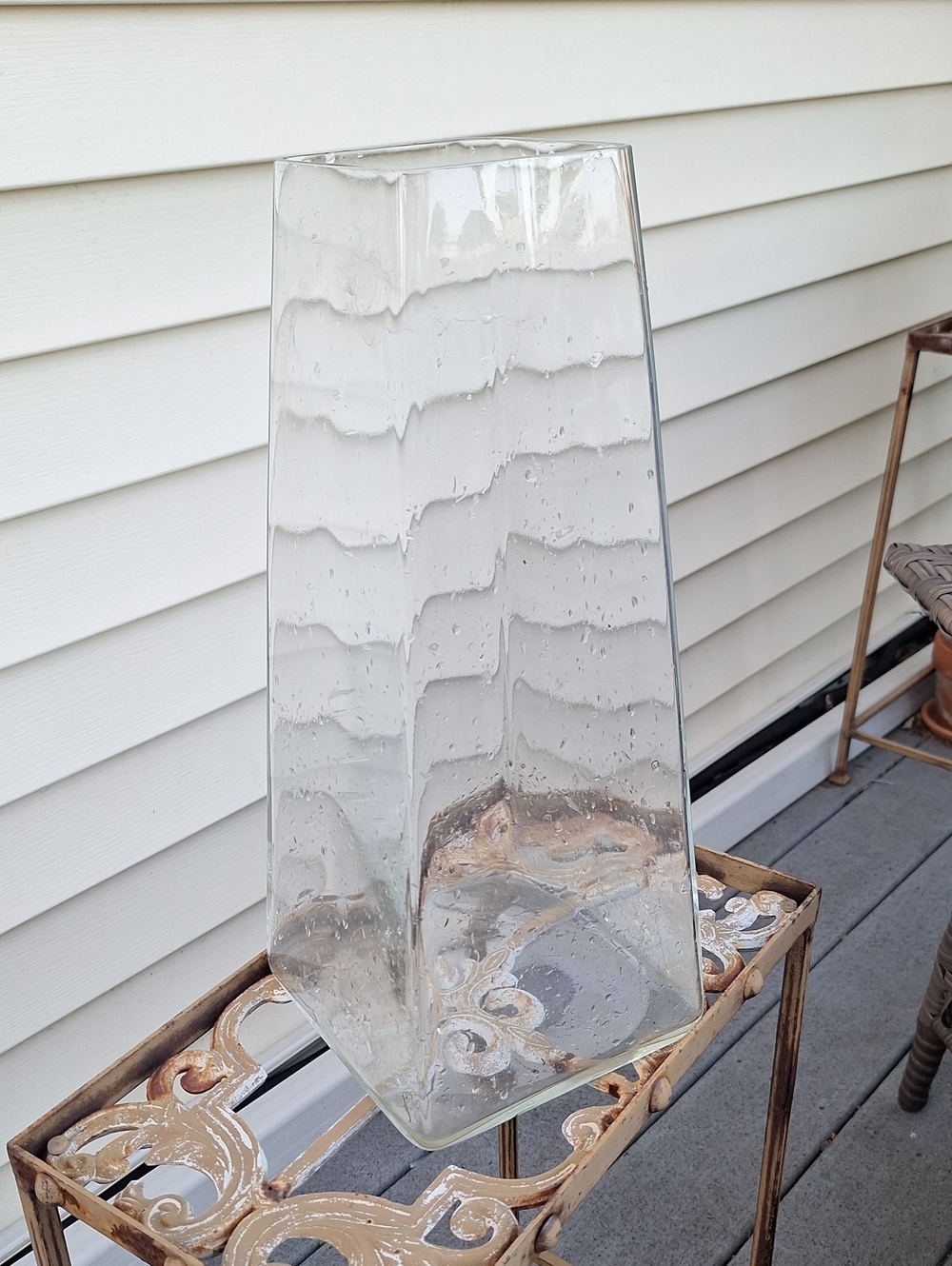 Tall Clear Square Glass Vase